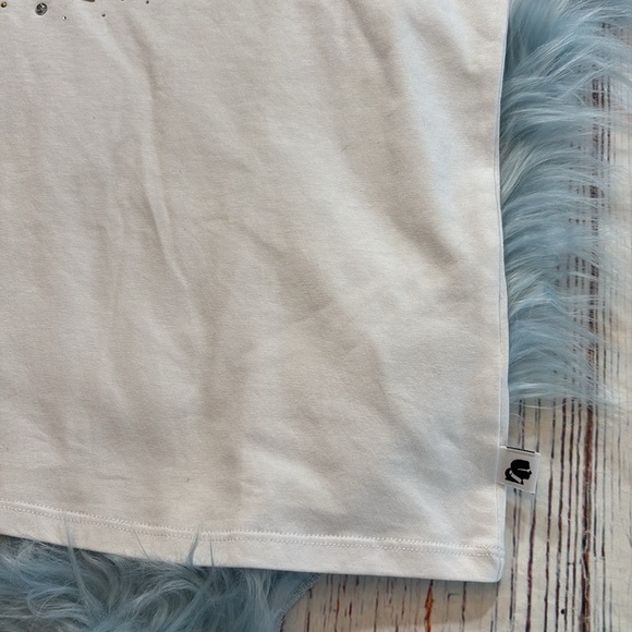 Karl Lagerfeld Paris Heart Patch Embellished Logo Tee sz S - Picture 8 of 12